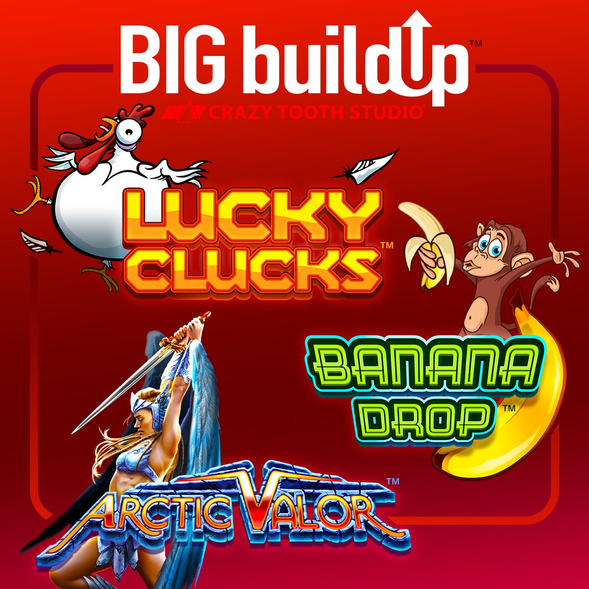 CrazyToothGames's tweet photo. What do icicles, bananas and eggs all have in common? They are all used in the BIG BuildUp™ features of these games! 

18+ https://t.co/42tiscuOnq

#crazytoothstudio
#onlineslots
#slotgames
#onlinecasino
#BigBuildUp
#luckyclucks
#bananadrop
#arcticvalor https://t.co/WIqOrhkphM