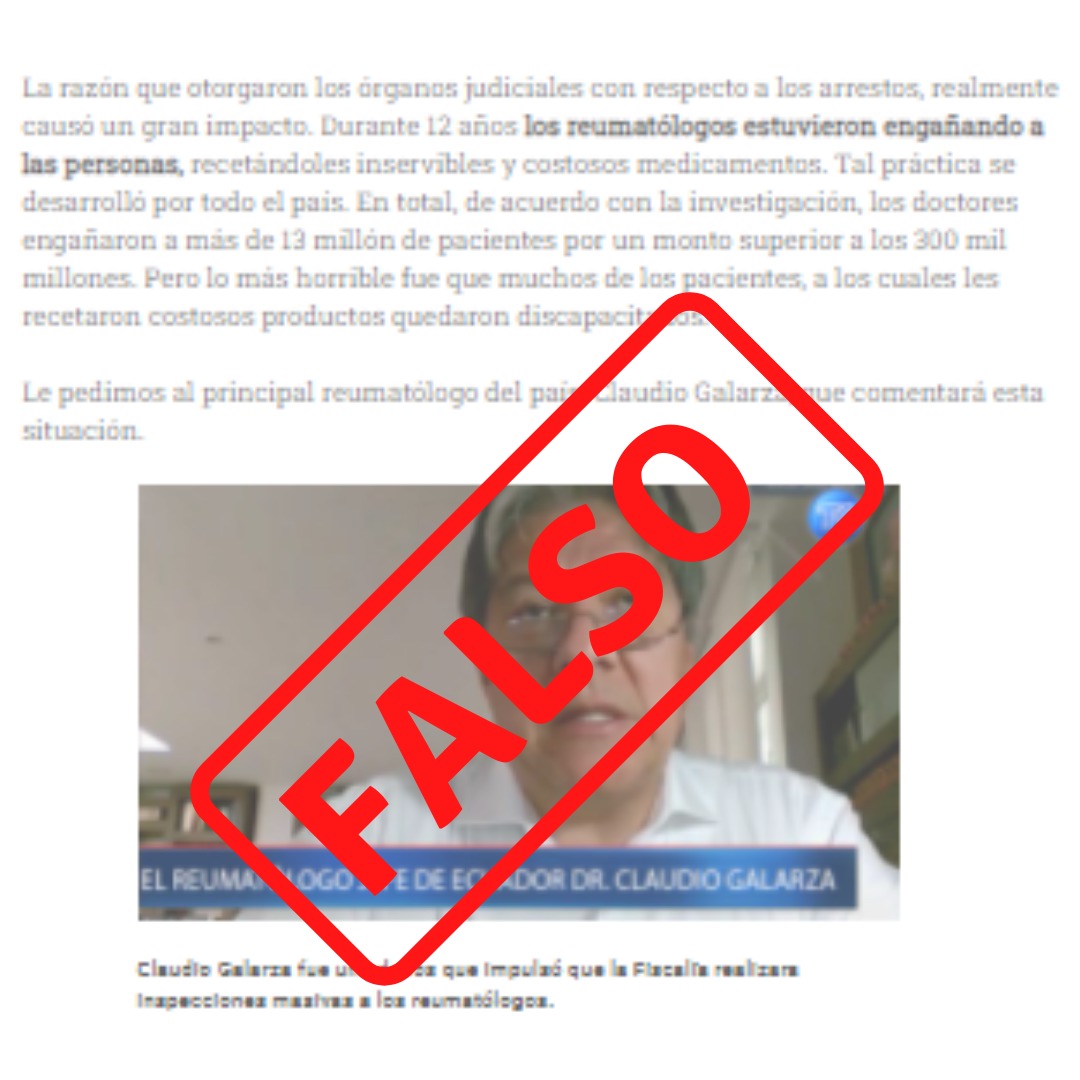 Sociedad Ecuatoriana de Reumatología (@serecuador1) on Twitter photo La sociedad Ecuatoriana de Reumatología 𝐑𝐄𝐂𝐇𝐀𝐙𝐀 la información 𝗙𝗔𝗟𝗦𝗔, publicada en páginas web de productos específicos sobre nuestros Reumatólogos, nos solidarizamos con el 𝐃𝐫. 𝐂𝐥𝐚𝐮𝐝𝐢𝐨 𝐆𝐚𝐥𝐚𝐫𝐳𝐚 por ser víctima de esta difamación.<a href="/Arcsa_Ec/">Arcsa Ecuador</a> <a href="/Salud_Ec/">Ministerio de Salud Pública 🇪🇨</a> La sociedad Ecuatoriana de Reumatología 𝐑𝐄𝐂𝐇𝐀𝐙𝐀 la información 𝗙𝗔𝗟𝗦𝗔, publicada en páginas web de productos específicos sobre nuestros Reumatólogos, nos solidarizamos con el 𝐃𝐫. 𝐂𝐥𝐚𝐮𝐝𝐢𝐨 𝐆𝐚𝐥𝐚𝐫𝐳𝐚 por ser víctima de esta difamación.<a href="/Arcsa_Ec/">Arcsa Ecuador</a> <a href="/Salud_Ec/">Ministerio de Salud Pública 🇪🇨</a>