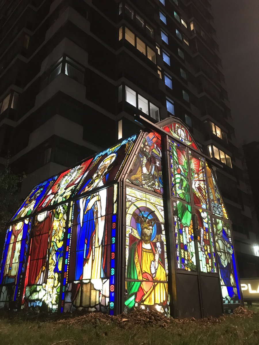 ‘Greenhouse’ of salvaged stained glass by Heywood & Condie, in Tyburnia on my walk home