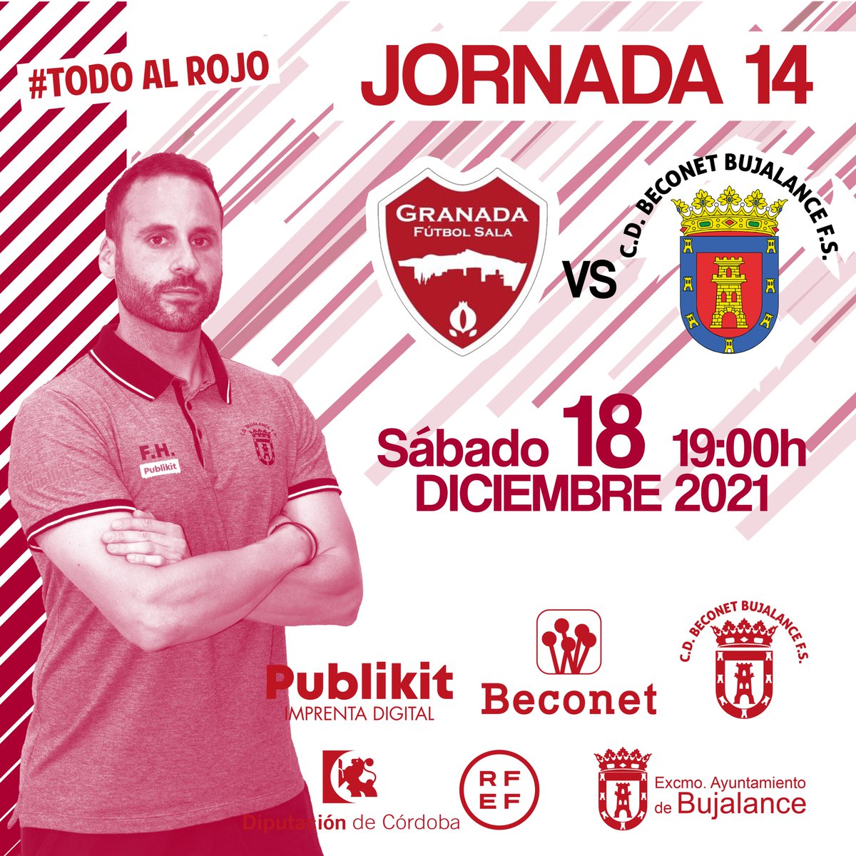 Mañana toca el último partido del año en tierras nazaríes, y pedimos a nuestra gente que se desplace a apoyar a nuestro equipo 💪

📅 18/12/2021
⏰ 19:00 H
🆚 <a href="/GranadaFS/">SIMA Granada F.S.</a>
🏆 #GV2B - Jornada 14
🏟 Pabellón Nuñez Blanca (Granada)
📺 <a href="/TG7tv/">TG7-Televisión Municipal de Granada</a> y <a href="/RFAF_tv/">RFAFtv</a> 4⃣

#VamosBujalance #TodoAlRojo