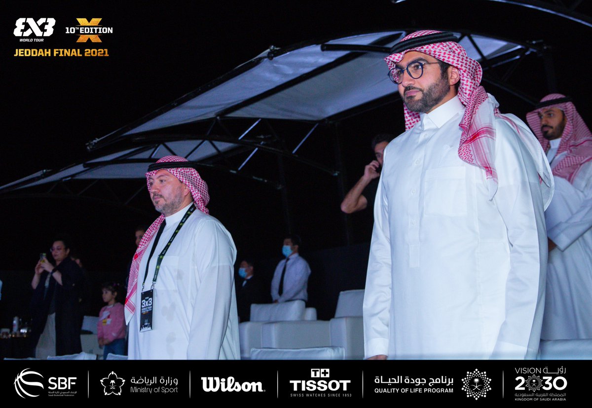 sbfksa's tweet photo. معالي نائب وزير الرياضة الأستاذ بدر بن عبدالرحمن القاضي يشهد نهائيات الجولة العالمية للأبطال لكرة السلة 3x3 رفقة رئيس الاتحاد السعودي لكرة السلة الدكتور غسان طاشكندي 
#3x3WTJeddah
#FIBA3x3
#3x3WT
@FIBA3x3
 
@kaec_saudi
 
#جدة_3x3
#برنامج_جودة_الحياة https://t.co/AllYAtbRAN