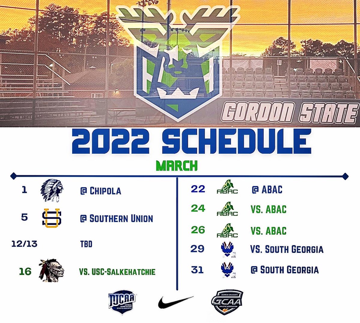 GordonStateBSB's tweet photo. Itโs here.๐ฆ
Excited to present the schedule for the spring of 2022.
Come support the highlanders in action.
#DeerSZN | #RacksUP https://t.co/sSxLMasQEp