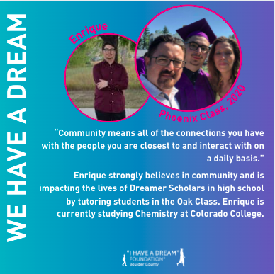 Like Enrique, we believe in the Boulder County Community. Can you support I Have A Dream this holiday season? "An investment from the community in I Have A Dream, is an investment in the community." bit.ly/31W1pSp