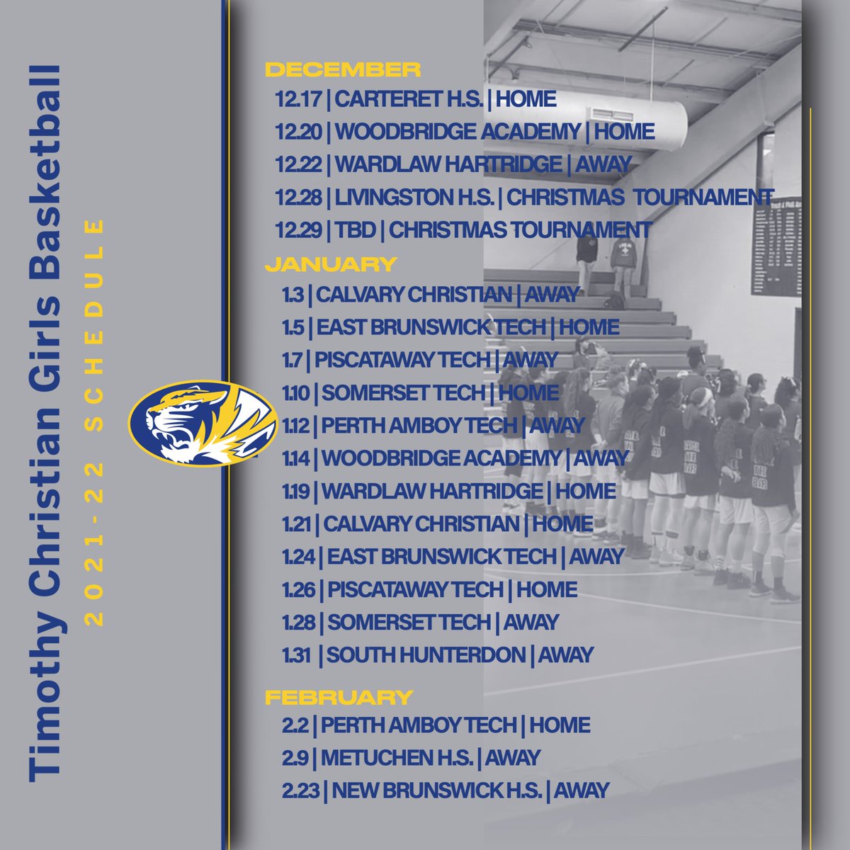 Varsity Girls Tiger Basketball Schedule 2021