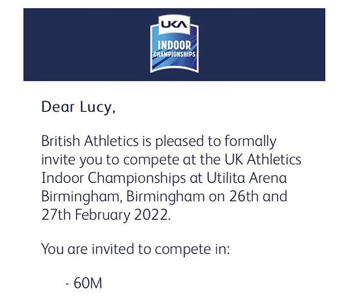 hoadyho's tweet photo. Delighted for @LucyHoad being invited to the @BritAthletics Indoor Championships next February! #60m #sprinter https://t.co/xBfS02kWfq
