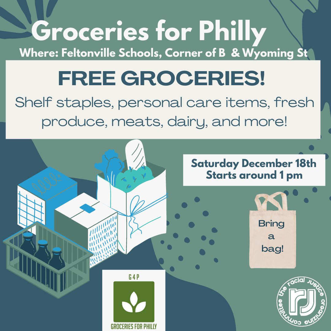 Tomorrow! #Groceries4Philly 1PM at Feltonville Schools Complex. B &amp; Wyoming Streets. #PhlEd