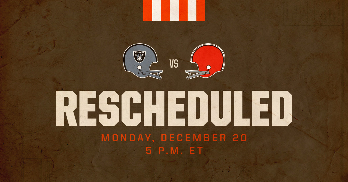 🗓: Our Week 15 game vs. Las Vegas has been moved to Monday.

Kickoff: 5 p.m. ET at FirstEnergy Stadium

📺: NFL Network