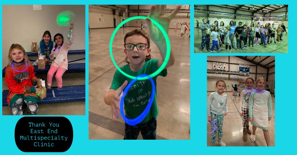 EEI enjoyed fun with glow sticks to celebrate all the food raised for our community during a food drive.  Thanks to East End Multispecialty Clinic for including our students in helping the community.