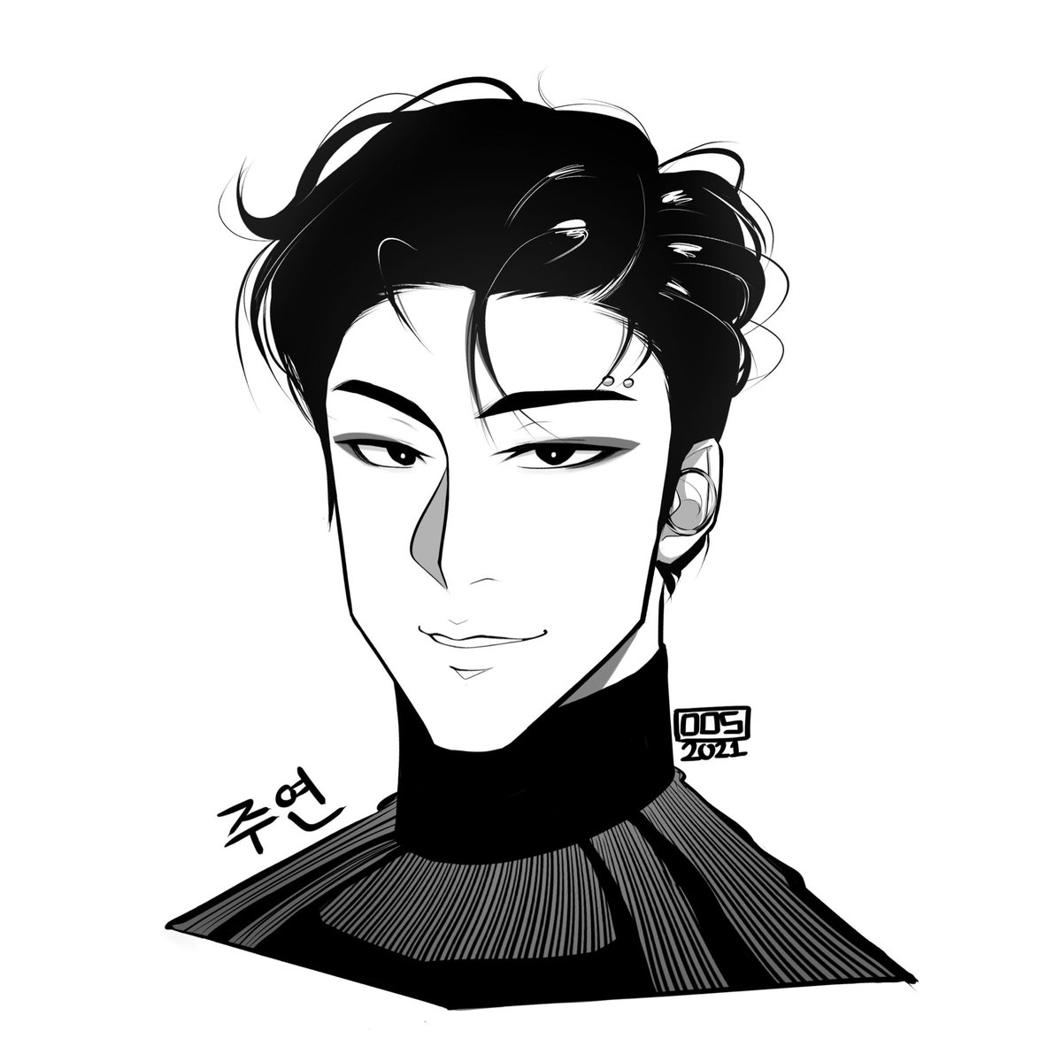 a commission of #juyeon from #THEBOYZ had fun making this one 🖤 he be looking like a manhwa main character. am i right or am i right 👀