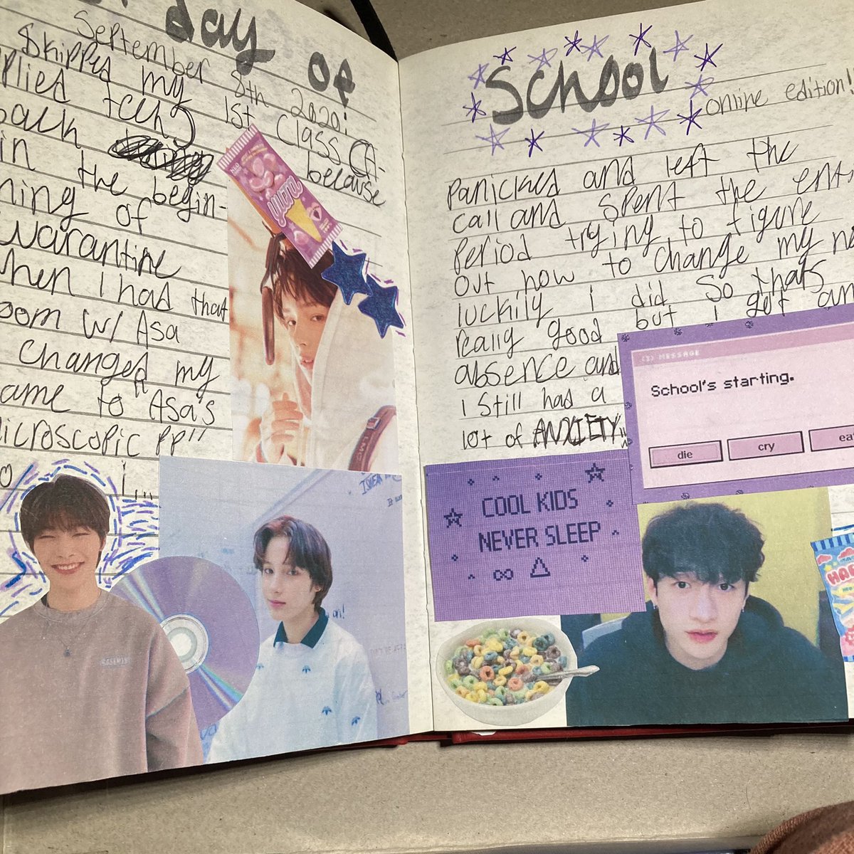 chanheetism's tweet photo. #CreatingWithOSDD hi hi!! we are an indigenous neurodivergent (adhd + autistic) traumagenic system! our main creation thing is bujo journaling/scrapbooking!(some of these are pretty old—) https://t.co/t0OLXmYrwd