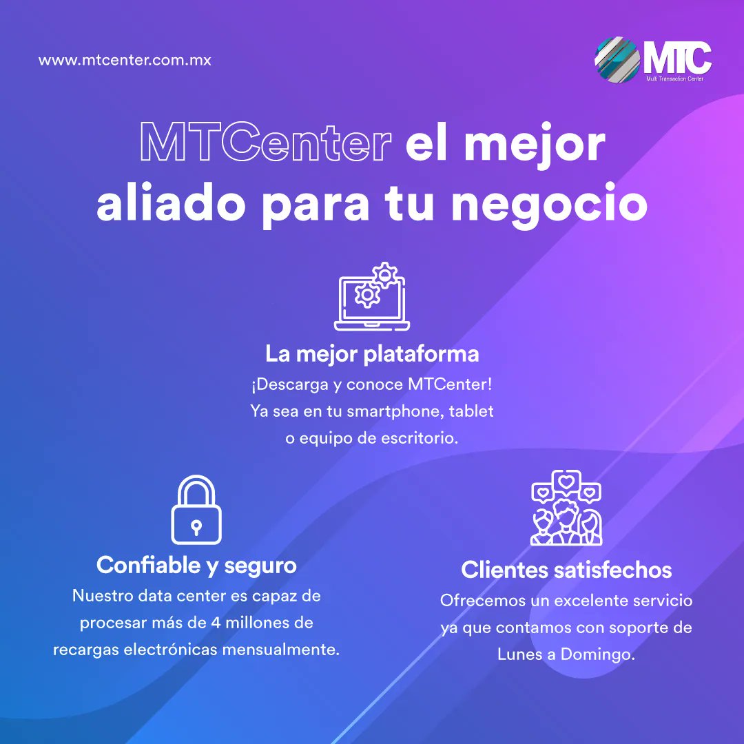 MTCenterOficial's tweet photo. MTCenter, el mejor aliado para tu negocio o empresa. 🤝 https://t.co/8IOXqCPuf5
