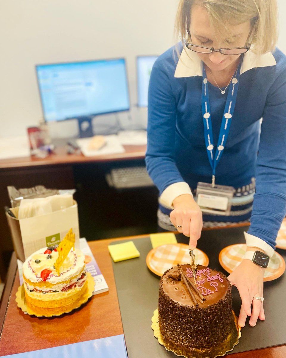 SLUgastro's tweet photo. Only the best PDs get 2 birthday cakes! Happy birthday Dr. Palagiri! 🍰 🎂 🎉 Thank you for all that you do for our program and for our fellows! #birthdaytime #happybirthday #bestprogramdirector #GIfamily #GITwitter #GIfellowship https://t.co/Rabd2zvCWN