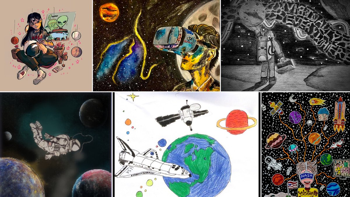 Collage of artistic entries from the 2021 Langley Student Art Contest