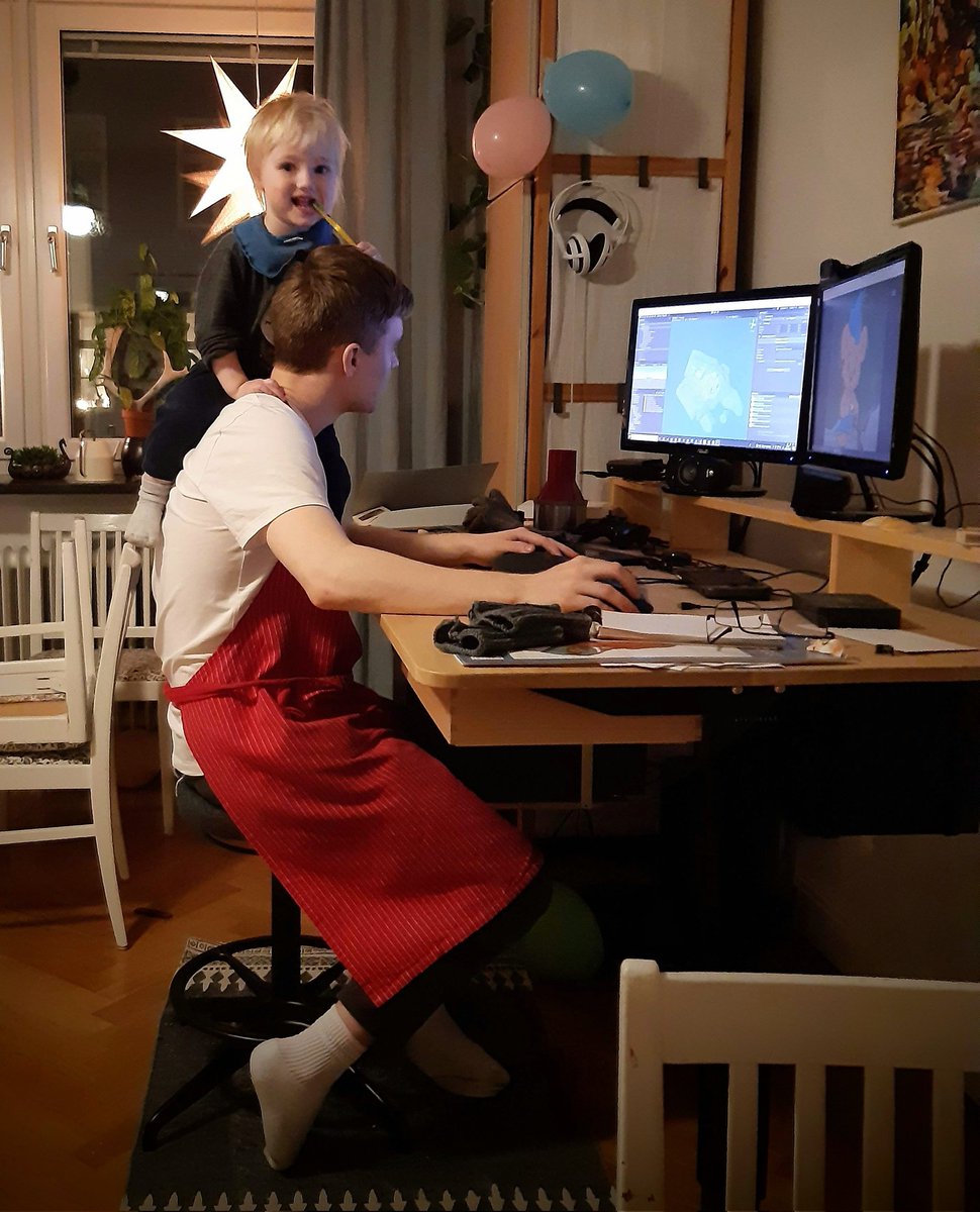 A rare peak of the artist at work