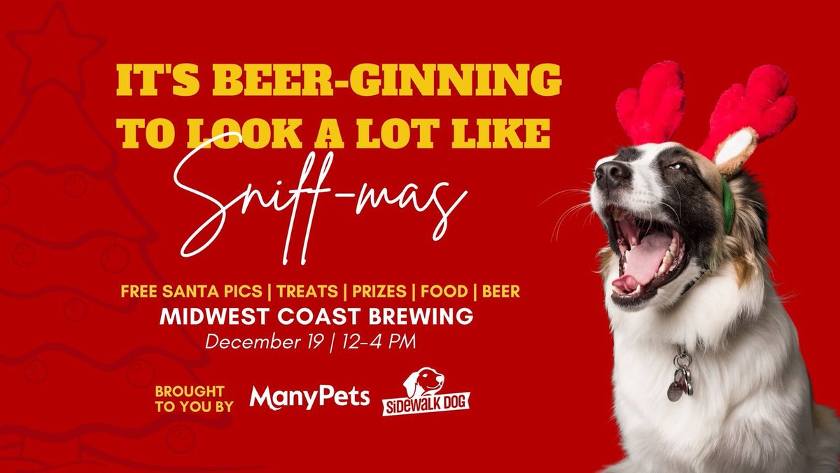 onetailatatime's tweet photo. We've got your Sunday plans sorted out! Head over to @MWCBrewing with your pups for this awesome event from @SidewalkDog and friends. Makers to shop from, beer to drink, and Santa and family pics! https://t.co/AfA5J1KwY8 https://t.co/WHdPHKB0Ia