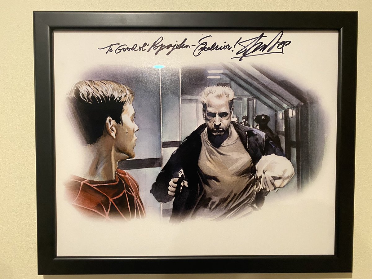 MichaelPapajohn's tweet image. yrs ago trying to rob “Stan the Man” in his office in Beverly Hills things didn’t go as planned …today I hung up the last pic in my office …thx @NukedTheFridge for making that moment possible #spiderman #Excelsior