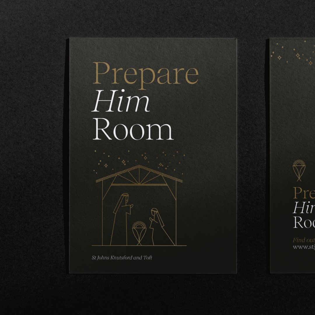 maxbroadbent's tweet photo. Christmas publicity for St John's Church. Designed to tie in with their Christmas theme, 'Prepare Him Room.' I worked together collaboratively back and forth with printers and the client to create outdoor posters and leaflets. #graphicdesign #Christmas #printisnotdead https://t.co/Iu8yDRf7iB