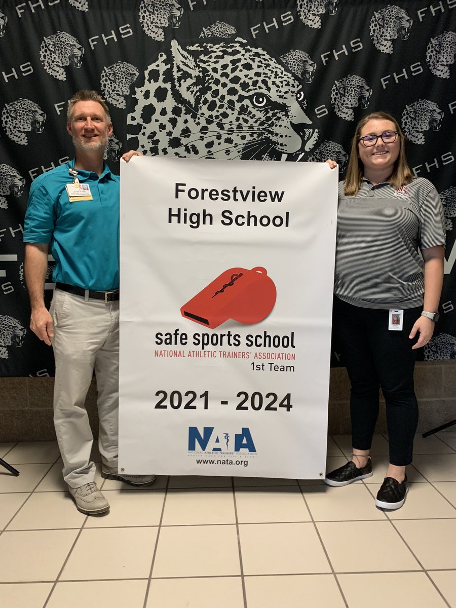 FVSportsMed's tweet photo. Excited to share our 1st Team Safe Sports School banner. This shows how much @ForestviewHigh cares about the safety of its student-athletes! Let’s keep getting better!  #safesportsschool #1stteam #safetyfirst https://t.co/OdBZWiDiWg