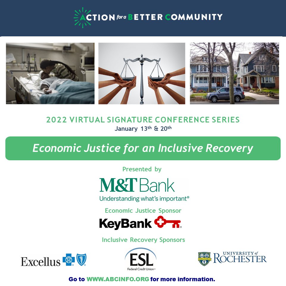 ABC's Signature Conference is 4 weeks away. Register at abcinfo.org Economic Justice for an Inclusive Recovery. Major thanks to our sponsors.