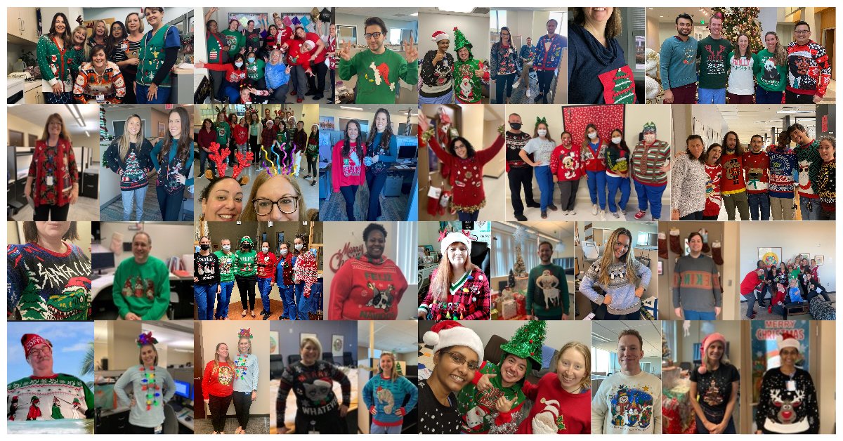 MoffittNews's tweet photo. We think our @MoffittNews team members really 'sleighed' it in their ugly holiday sweaters today! Which one is your fav? π βοΈ π βοΈ #NationalUglySweaterDay #NotSweaterWeather https://t.co/iRJ0EJ4Tvz