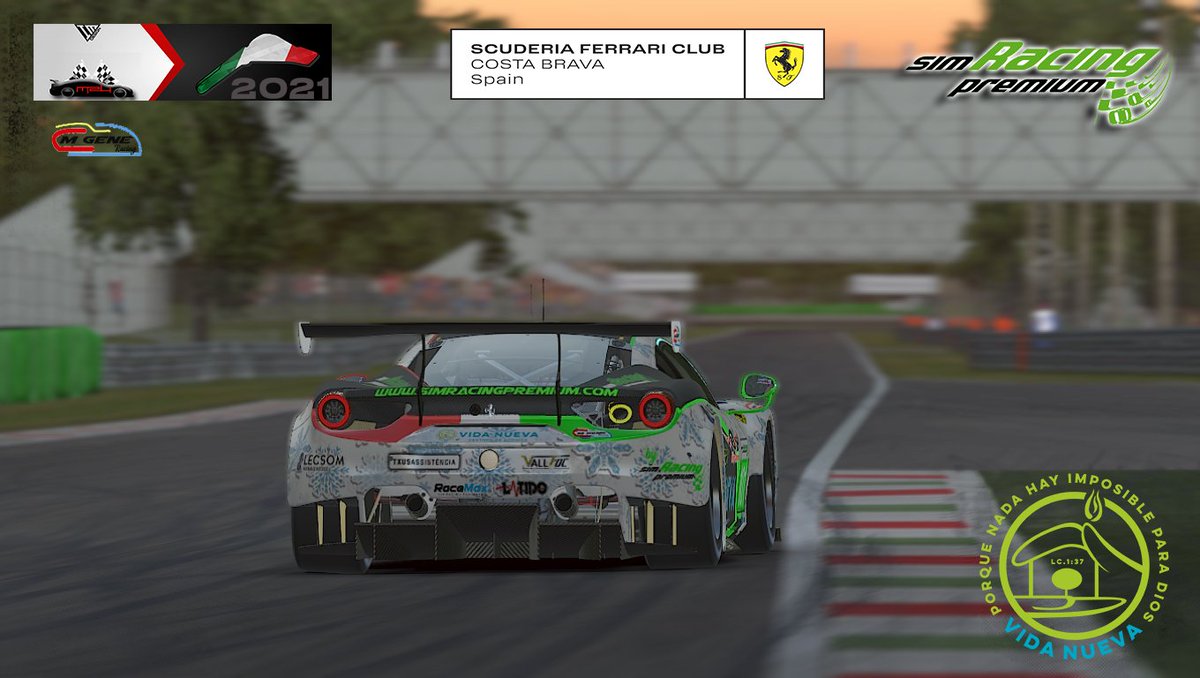 sim_premium's tweet photo. Mañana a las 16h comienzan las @24hMonza Solidarias, esta será nuestra ultima carrera bajo los colors de @sim_premium ,partiremos desde la POLE en la categoria GTE a mandos del Ferrari 488 GTE. Otro año mas nuestra ONG es Centros de Acogida VIDA NUEVA. Daremos el maximo por ellos https://t.co/OS5AMrJoih