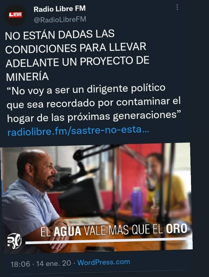 elturcotw's tweet photo. @Gus_Sastre usted cree que ahora si están dadas las condiciones¿? Usted es cómplice y será recordado por apoyar la contaminación en chubut. https://t.co/C4JMkA2nY3