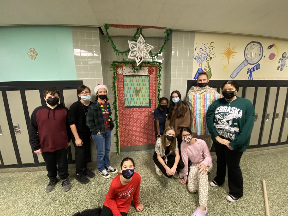 Holiday door decorating with my KORT class!