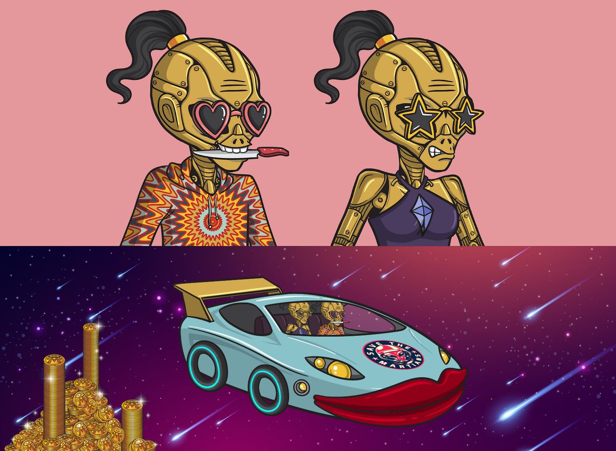 SaveMartiansNFT's tweet photo. Our Merge Beauty Contest Pt.2 is underway in our Discord!

The 20 spots are going fast so hit a MERGE soon if you want a chance to win BOTH of the cyborg Martians pictured below👀

On top of that, a random RETWEET will win the sexy Blue Lambo they are in so merge &amp; retweet away! https://t.co/EZInoE57cf
