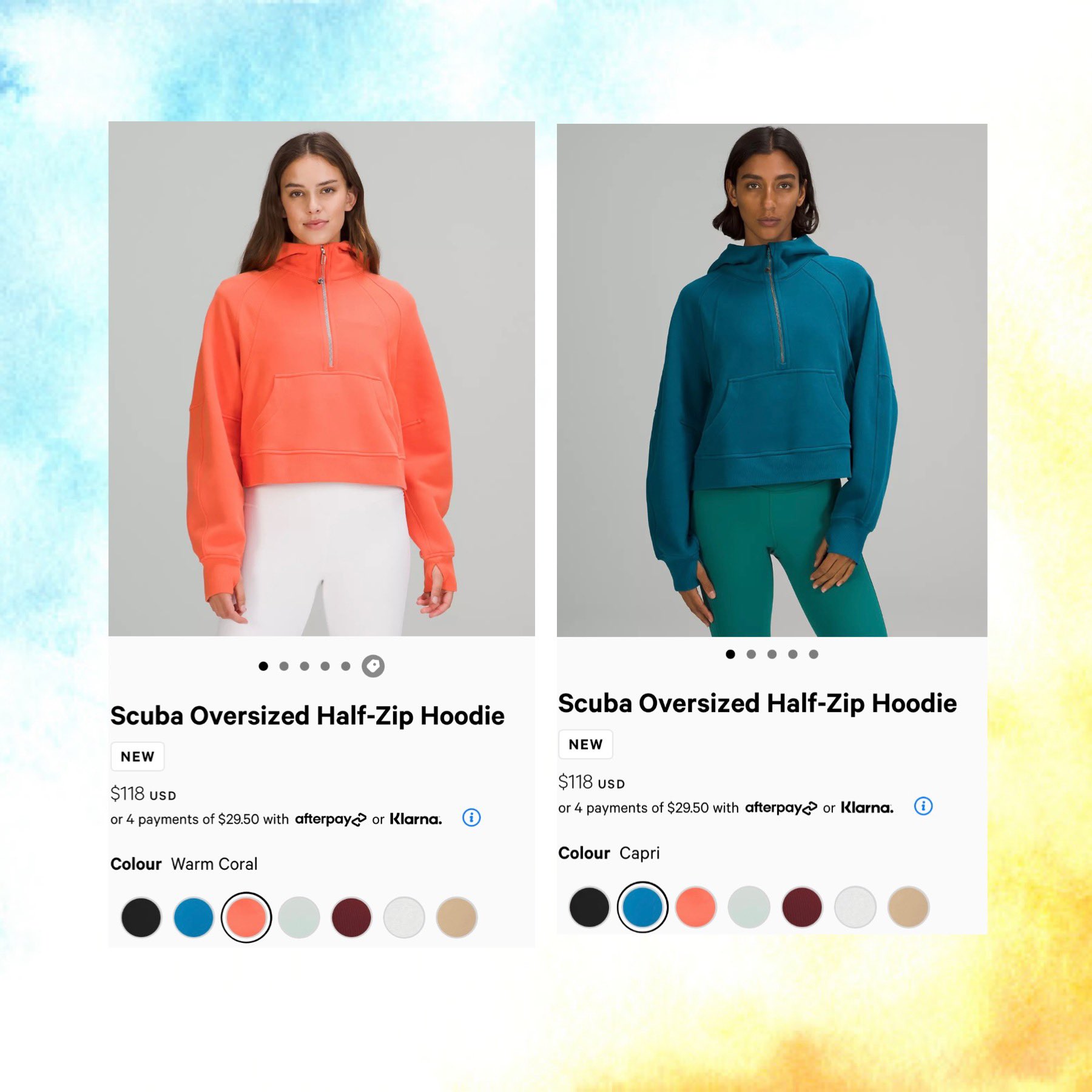 LuluNotify - Restock Alerts on X: And just like, that there are two new  colors in our favorite #lululemon scuba 1/2 zip. Which one is your  favorite? 🧡💙  / X