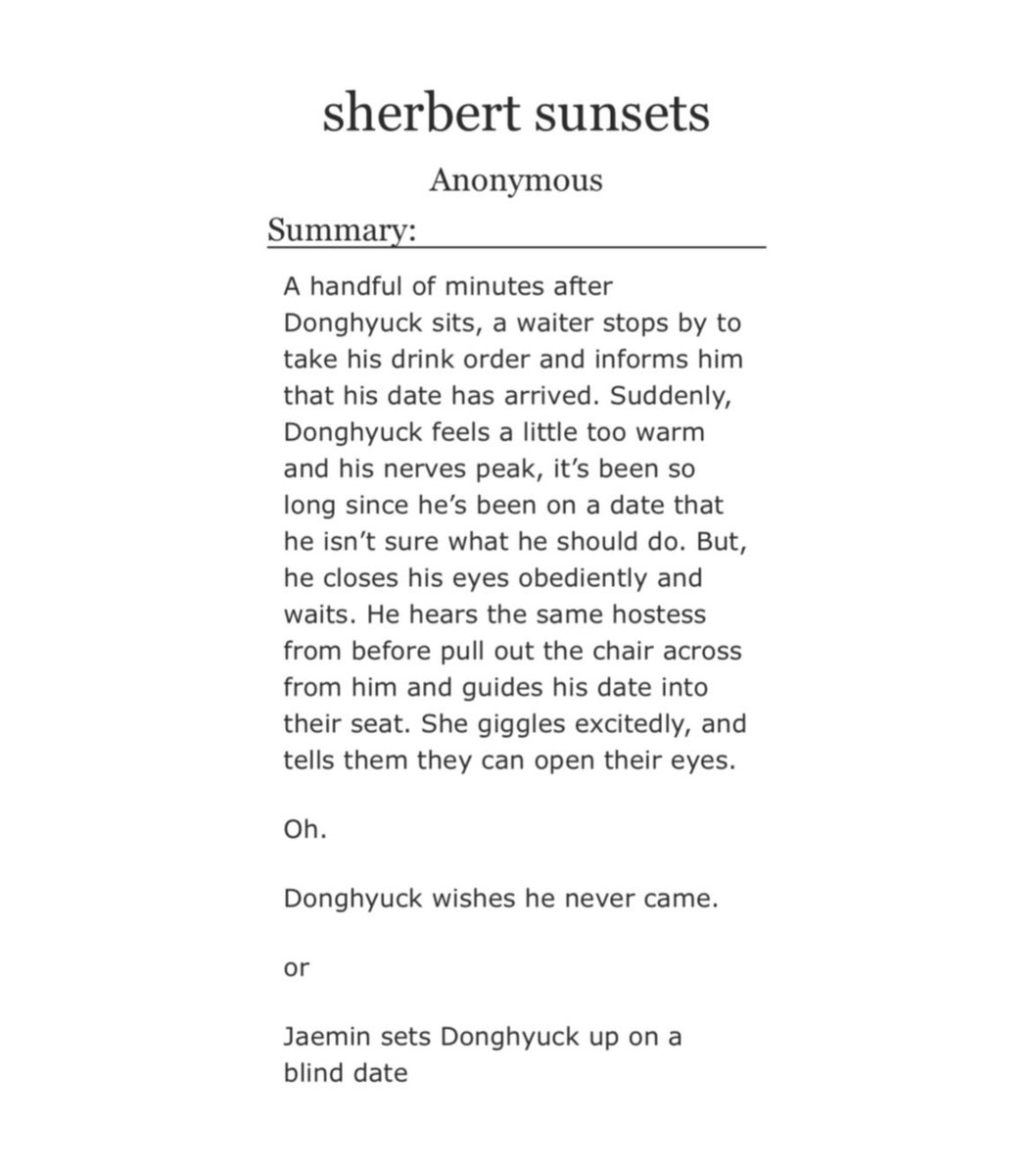 sherbert sunsets
💝 Haechan/Renjun
💝 995 words
💝 General
archiveofourown.org/works/35499310