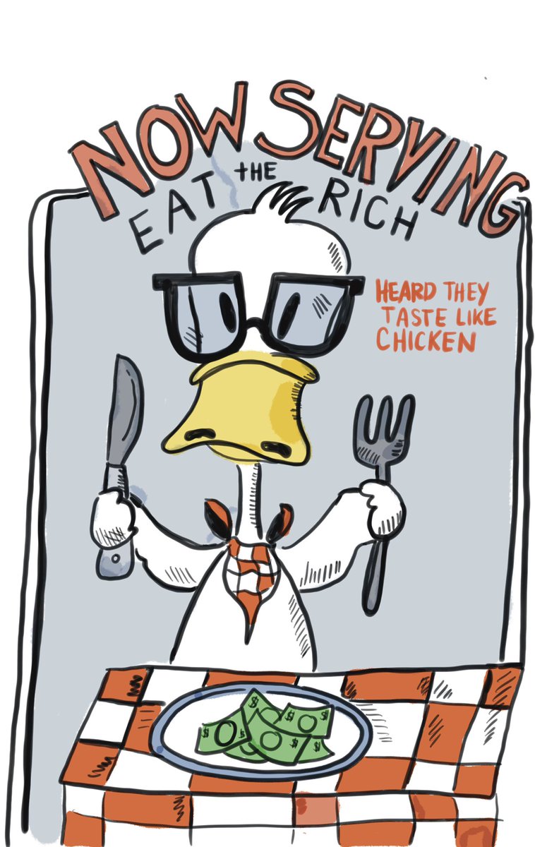 DuckPandemic's tweet photo. Fuck Freddie Kroger and I heard rich taste like chicken 🐔 #FredMeyerStrike #KrogerStrike #union #supportunion #Portland https://t.co/O5RFffAu64