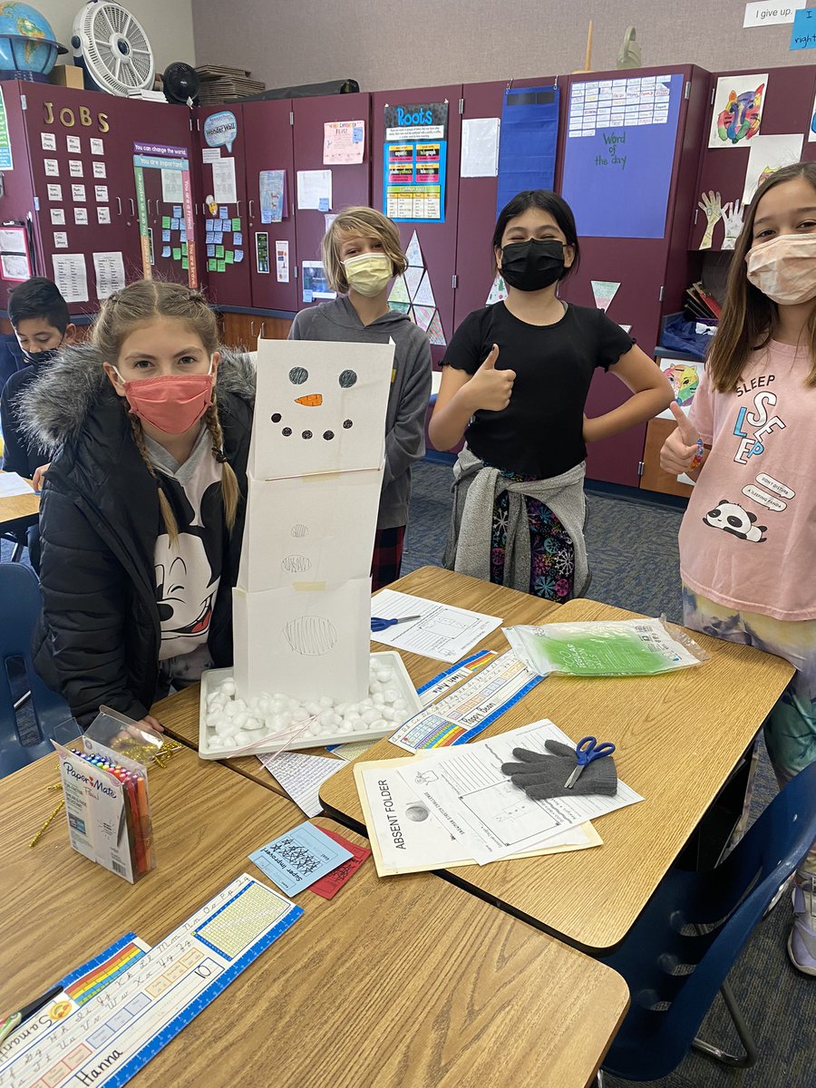 mrschenez's tweet photo. Yes, we want to build a snowman! Ss worked through the engineering process to see who could build the tallest free standing snowman! Thanks to our families who donated the supplies! #mesamoments https://t.co/JN68RknLtj