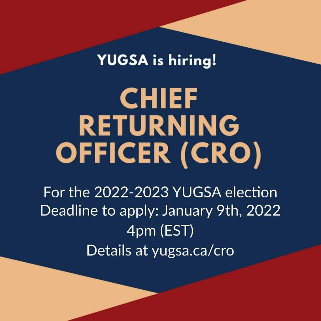 We are hiring! Visit yugsa.ca/CRO instagr.am/p/CXmZl9mP4Ai/