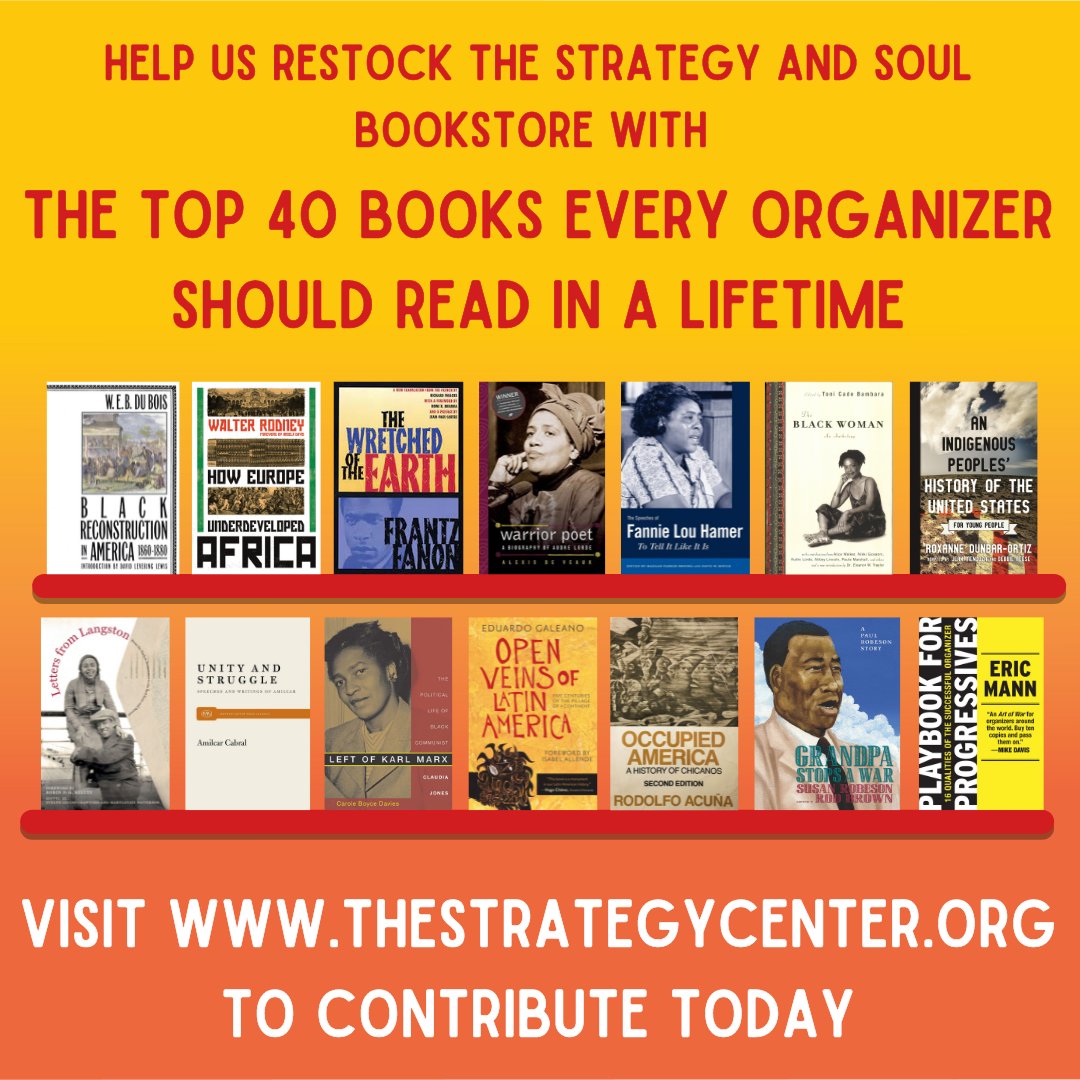 FightSoulCities's tweet photo. Help us Build the #StrategyAndSoul Bookstore by purchasing 40 Great Books for the Revolutionary Organizer. Contribute today, Link in bio. https://t.co/89Axsaam0J 

#40Books #StrategyAndSoul #TheStrategyCenter #BusRidersUnion #StrategyAndSoulBooks https://t.co/rqGrr8PNZe