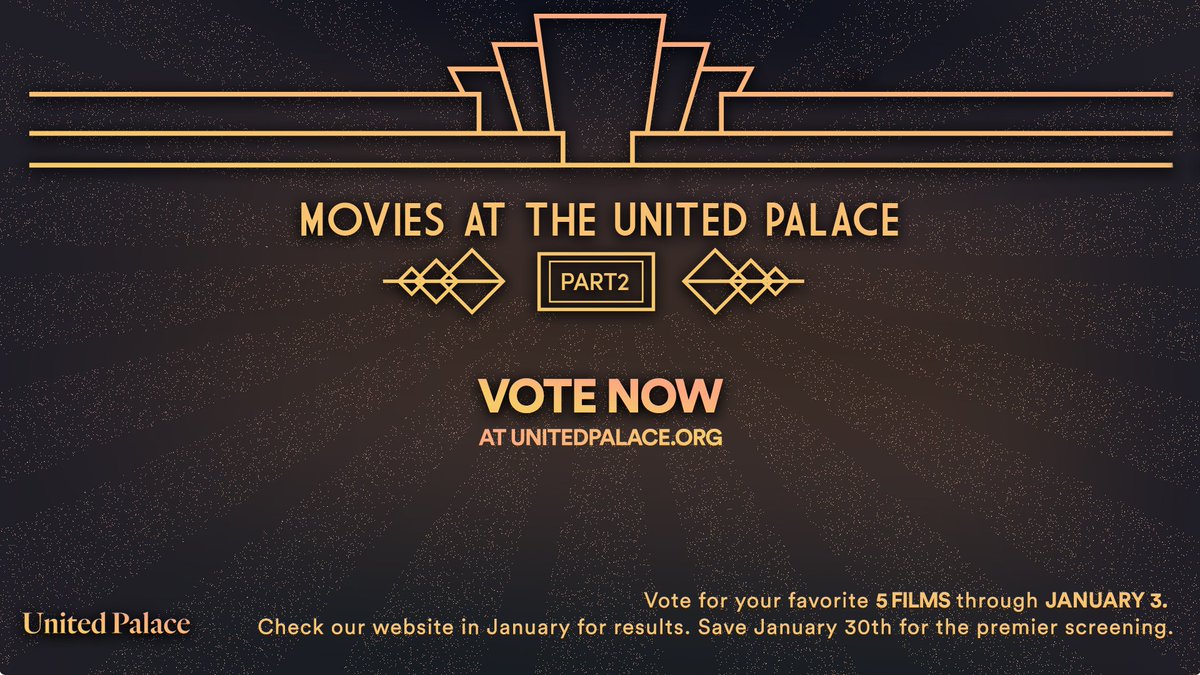 'MOVIES AT THE UNITED PALACE' IS BACK IN 2022! 🤩

Check out their list of potential movies to screen and help pick next year's movie lineup!

Vote for your top 5 films before January 4: unitedpalace.org/movies-2/ 

#MoviesAtUnitedPalace #movies #cinema #unitedpalacenyc