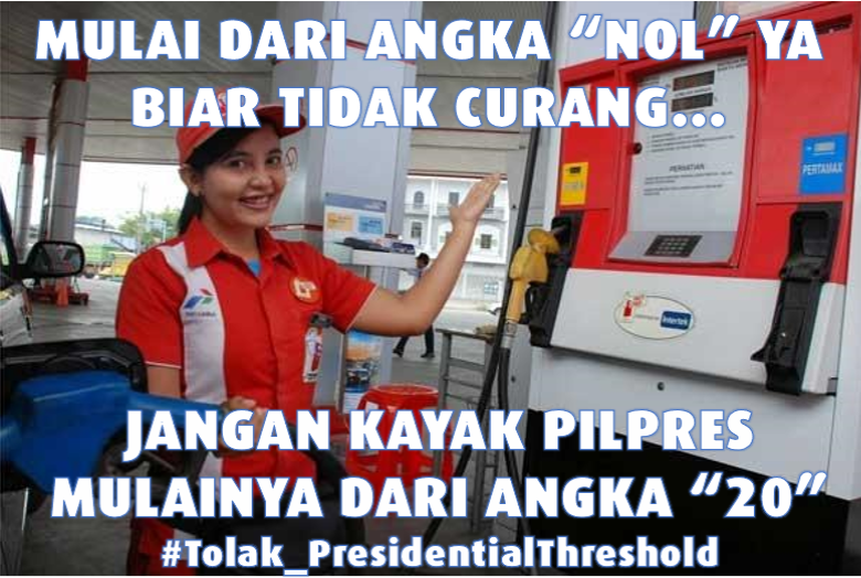 abu_waras's tweet photo. POM Bensin Pertamina saja mulai dari "NOL", 
Masa Pilpres mulai dari angka "20" ?
 #Tolak_PresidentialThreshold

Mohon: RTLC , Share, Like and Sukrip 🤭
Demi menyelamatkan Demokrasi dan Menyelamatkan Negeri agar bisa mendapatkan Pemimpin yang Lebih Berkualitas di 2024. https://t.co/TXfI758kEf