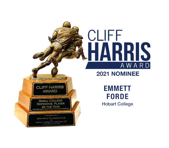 Congratulations to Emmett Forde, Senior from Hobart College, on your nomination for the 2021 Cliff Harris Award! <a href="/HobartFootball/">Hobart Football</a> <a href="/HWSColleges/">HWS Colleges</a> <a href="/emmettforde50/">Emmett Forde</a>