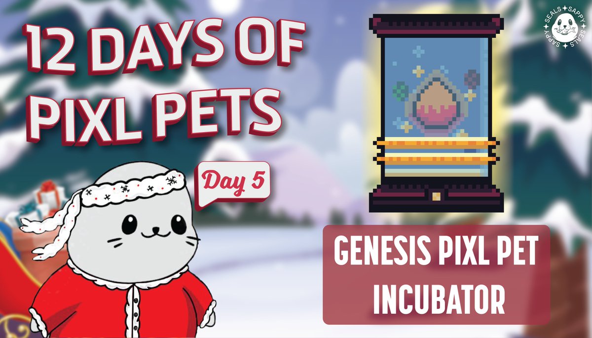 sappyseals's tweet photo. Day 5 of the 12 days of Pixl Pets 🥳

❤️🔁 Like + RT to win a FREE Pixl Pet 

The Genesis Pixl Pet Incubator 😱🧬

Increase the rarity of your Pixl Pet eggs by incubating them within your home! Incubate them for long enough and you may find a surprise hidden inside 👀 https://t.co/H44ndMlNaS