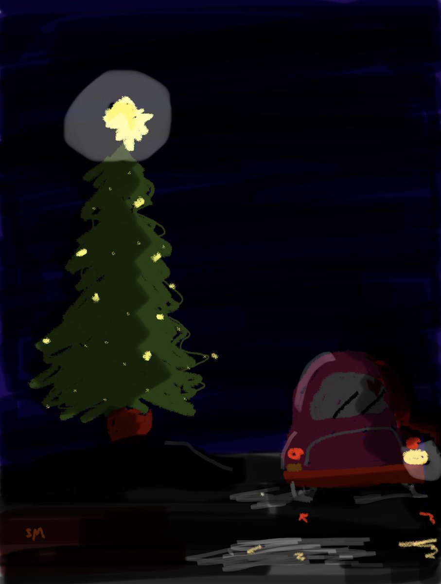 susanpmains's tweet image. Heading home on a Friday night. 🌟🎄🚗 #MobileDrawing