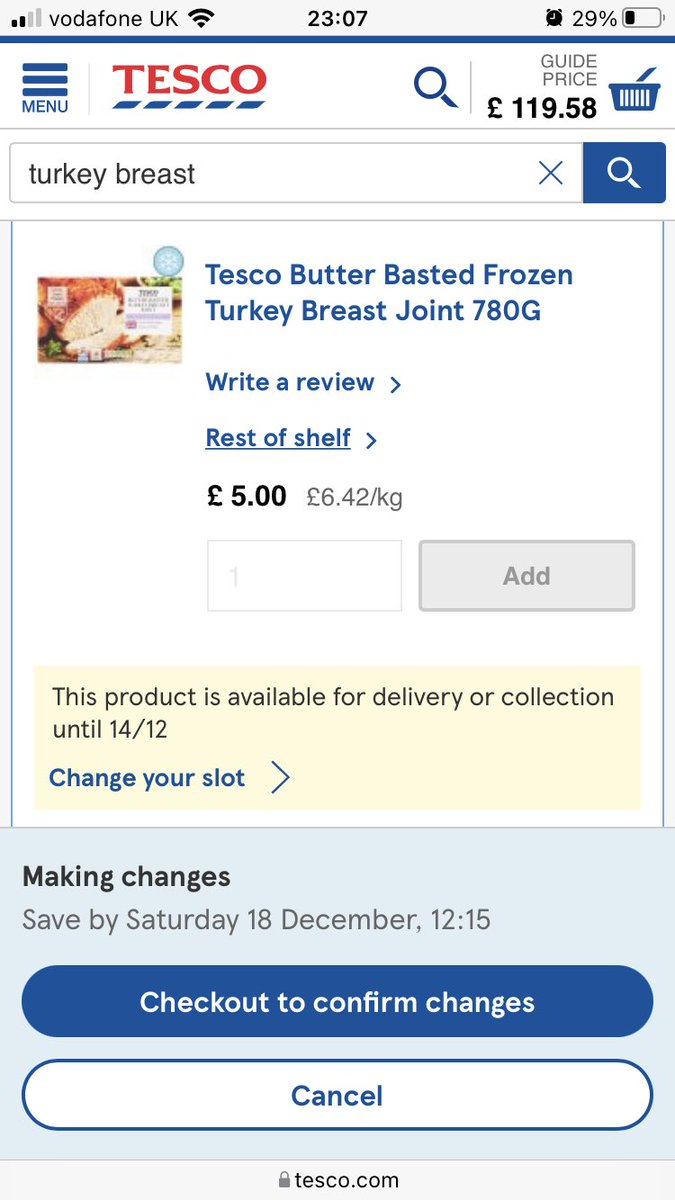 Daisyd31's tweet photo. @Tesco thanks for ruining Christmas tesco, we are now isolating til after Xmas and are trying allowed to order a Turkey, we had originally planned to come do our shopping but now we can’t but also can’t order a Turkey…. What’s that about??? https://t.co/s6nzWk9cEv