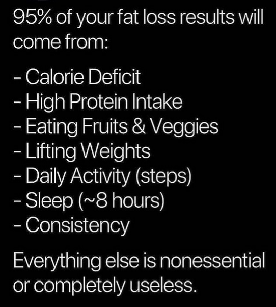 DrSteveMed's tweet photo. There are some simple rules in weight loss, excess fat loss: #caloriesdeficit #protein #fruits #veggies #resistance #walking #sleep #consistency Ready, set, go! https://t.co/sFQAfSiSXm