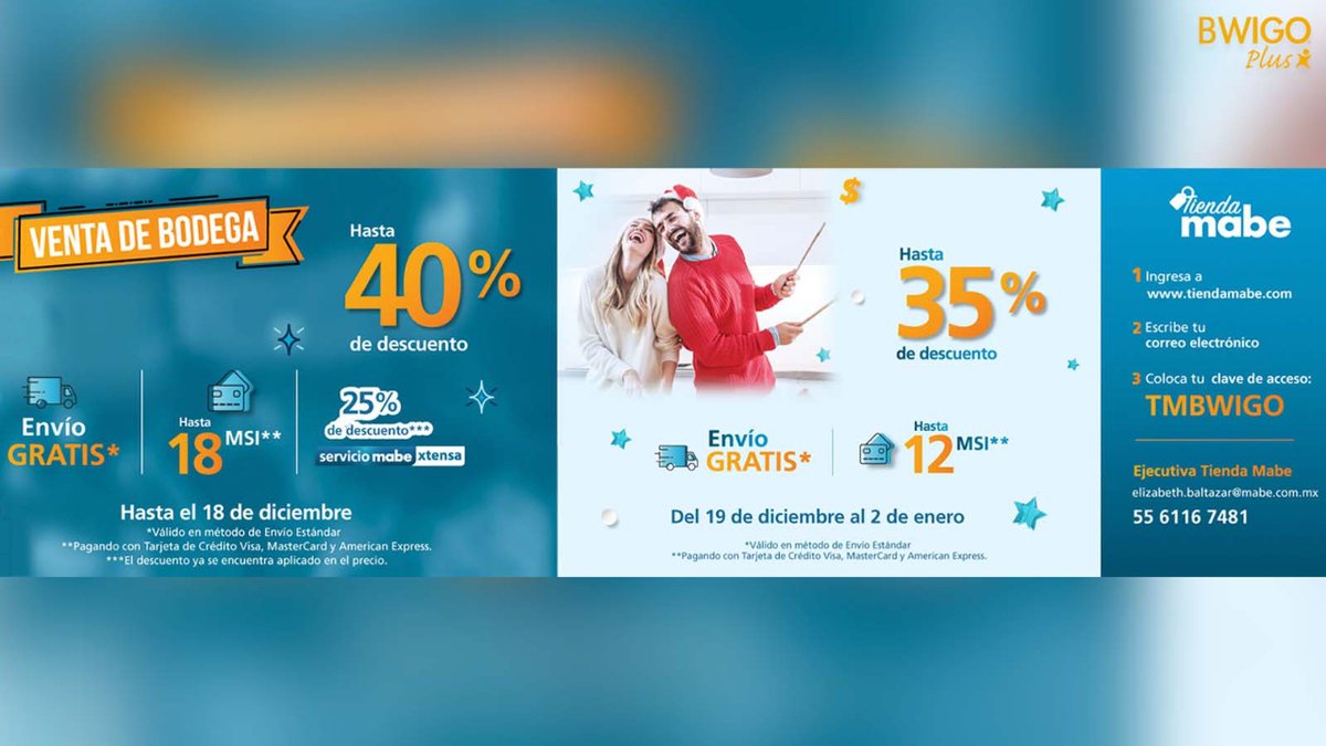 Epic_Club_'s tweet photo. Esta Navidad 🎄 con @Bwigo, renueva ✨ los electrodomésticos de tu hogar en la #VentadeBodega de Tienda Mabe ¡No te quedes sin estrenar 🤩 ! 
Para comprar 🛒 entra a https://t.co/Q9cGLjKyHf y sigue las instrucciones del #CupónBwigo  
 #TiendaMabe #México #Bwigo https://t.co/sggno9RHqG