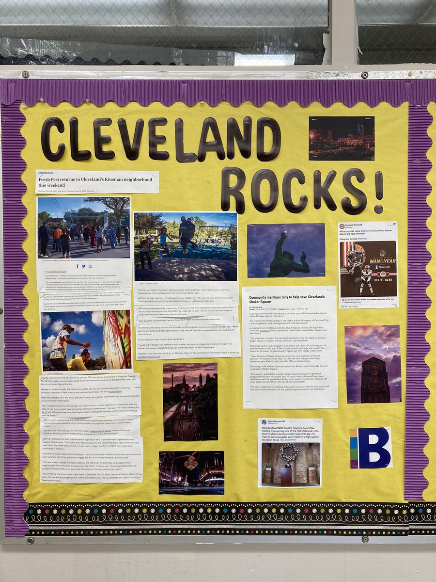 KDush11's tweet photo. Finally put up my Cleveland Rocks bulletin board in my classroom, featuring photographs by @GabeWasylko 😍👩🏼‍🏫🌃 https://t.co/8Bo9GZH2ur
