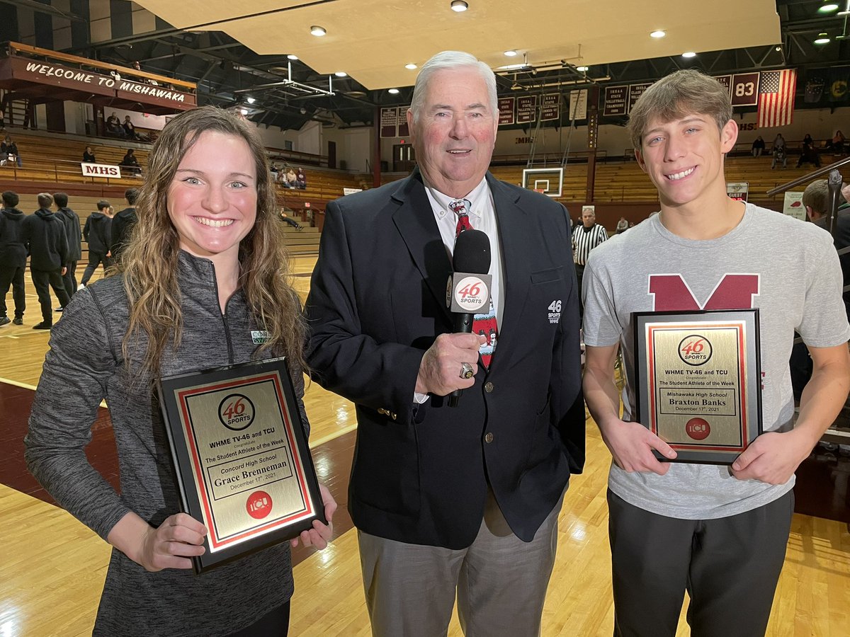 Congratulations to our @tcunet student-athletes, <a href="/grace_brenneman/">grace.brenneman</a> of <a href="/cminutemen/">Concord HS Athletics</a> and <a href="/braxtonbanks22/">Braxton Banks</a> of <a href="/cavemensports/">Mishawaka Athletics</a>