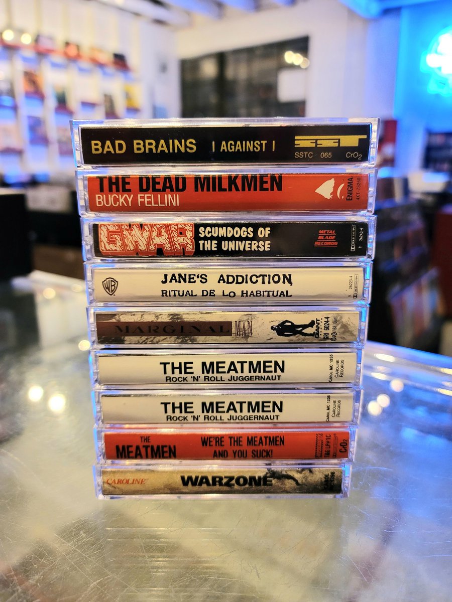 micro_groove's tweet photo. Fun little batch of tapes that came thru the door... @badbrainsband @thedeadmilkmen @janesaddiction #marginalman @TheMeatmen666 #warzone https://t.co/gHtVJEn0T9