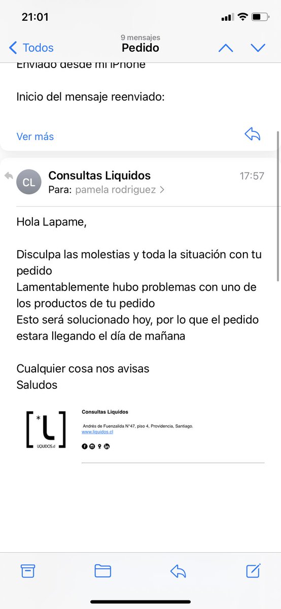 prodriguezcont1's tweet photo. @LIQUIDOS_CL alguien mas con problemas de PEDIDO? Liquidos no contesta telefonos, ni se hace cargo por demoras. 5 dias de pedido programado…wtf? Pa mañana no sirve si el carrete es hoy O no? https://t.co/nGBcqmf2WI