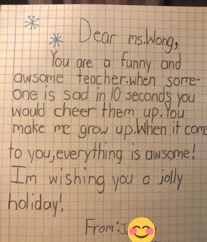 MsJWong1's tweet photo. Why we do what we do 🥰 Enjoy the rest over the holidays friends and fellow educators!! We made it!!!!!!! 👏🏼🎄🎁 https://t.co/3Rxt5yW6Sd
