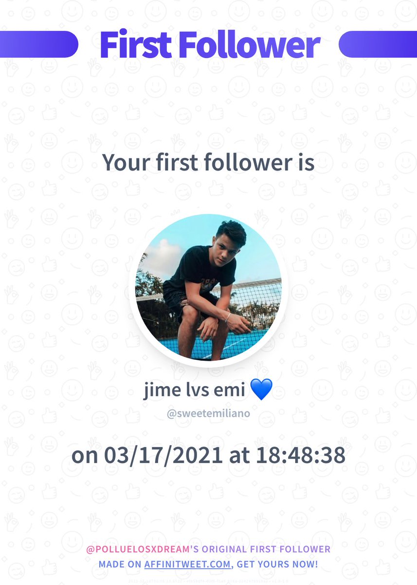 ✨ First Follower

I just discovered my first follower on Twitter, it's sweetemiliano and they followed me on 03/17/2021 at 18:48:38!
Who's your first follower?

➡️ affinitweet.com/first-follower
