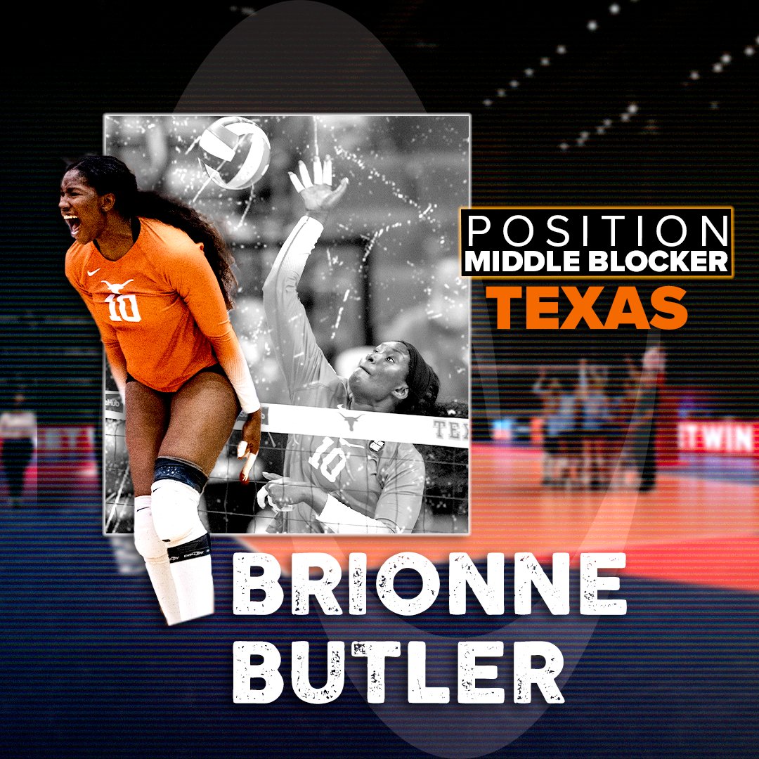 HOOK ‘EM 🤘 @ButlerBrionne, MB from @TexasVolleyball, is invited to join the Athletes Unlimited family. 📷: Texas Athletics