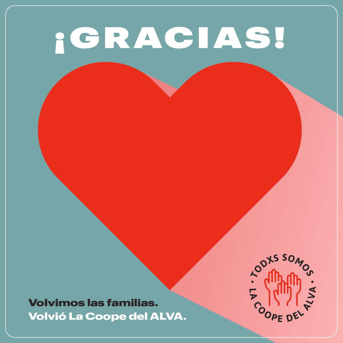 lacoopedelalva's tweet photo. De la cooperadora, sindicatos, organismos de DDHH, medios de comunicación y a cada familia, por acompañarnos y darnos fuerza en esta difícil etapa, de la cual salimos fortalecidxs. 
Luchar siempre vale la pena. Sigamos abrazando la escuela pública. 
#LaCoopeEsDelAlva https://t.co/zCgjg4Jcr7